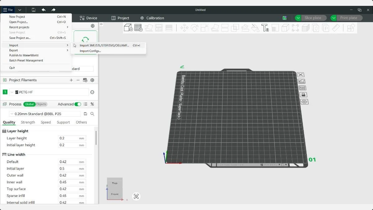 Bambu Studio importing the two exported STL files for the snap fit assembly.