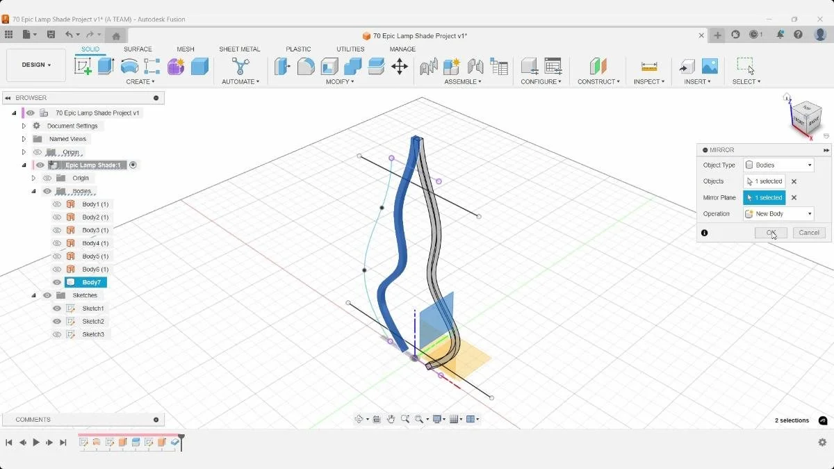 Fusion mirror body modeling workflow