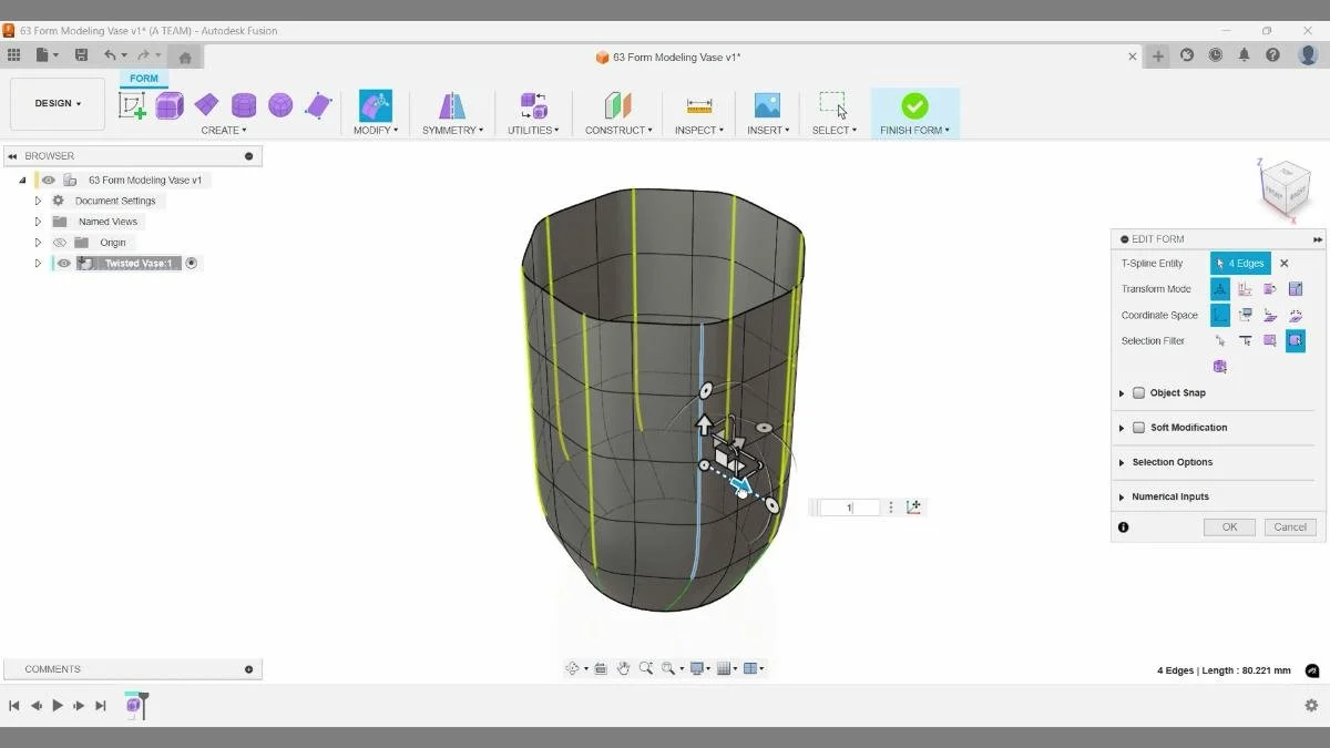 fusion form edge adjustment vertical edges shaping vase