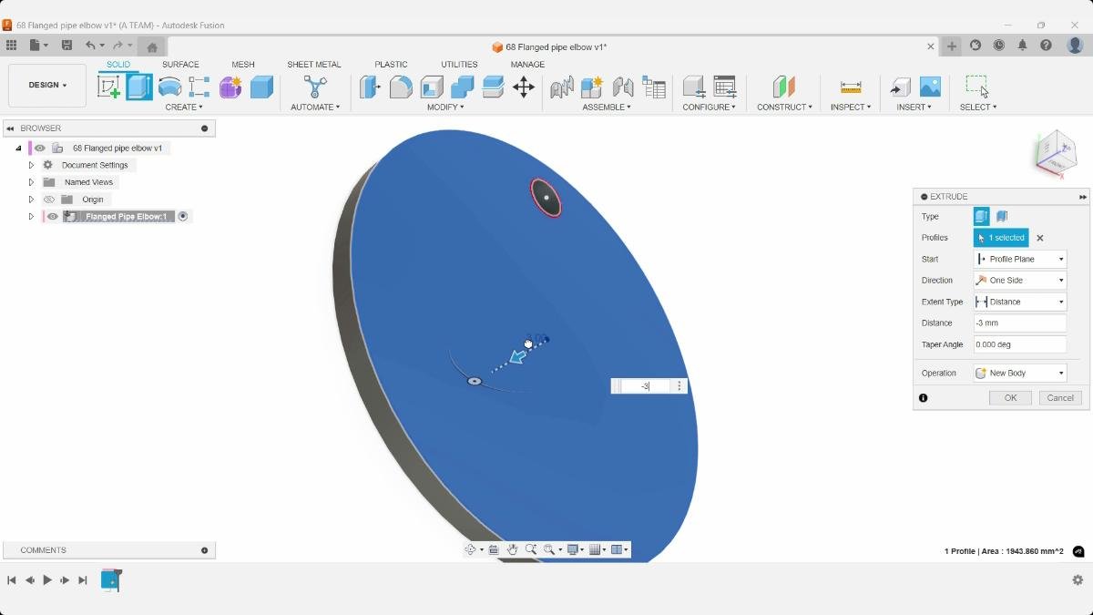 fusion extrude flange profile solid body creation