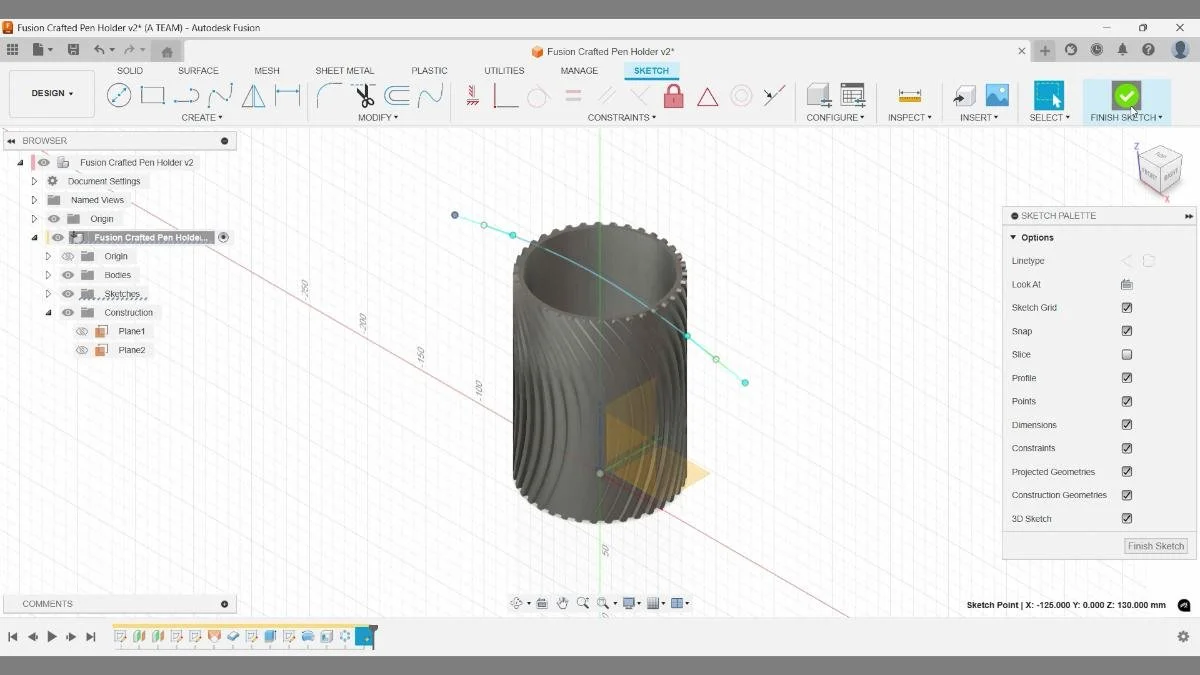 fusion fit point spline across top pen holder