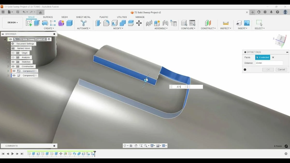 Fusion offset face command creating 0.1 mm clearance