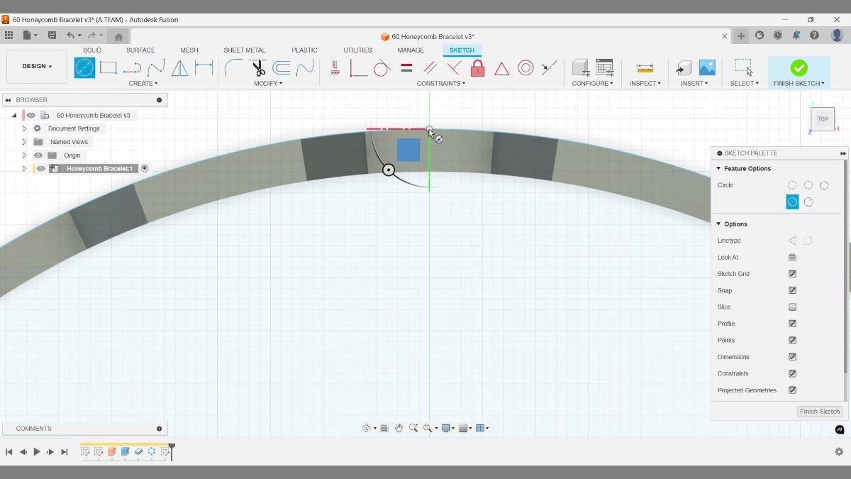 top ring circle sketch on bracelet fusion