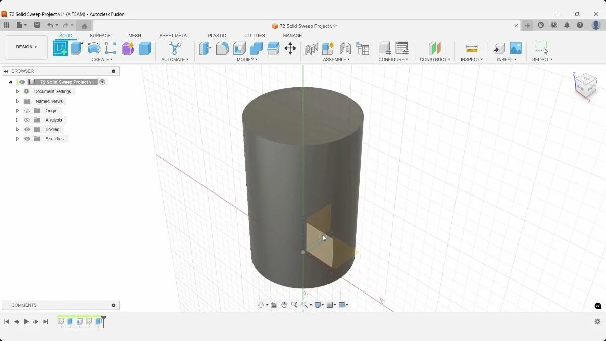 Fusion selecting vertical construction plane for sketch setup