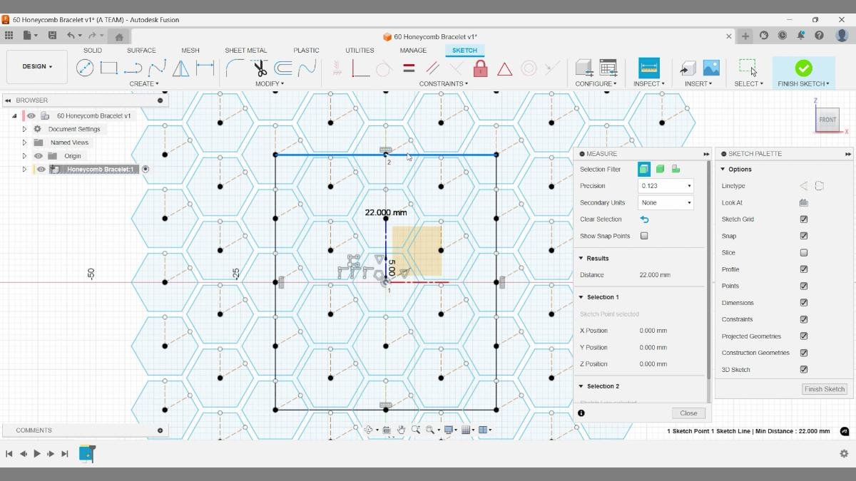 measure negative space rectangle honeycomb fusion