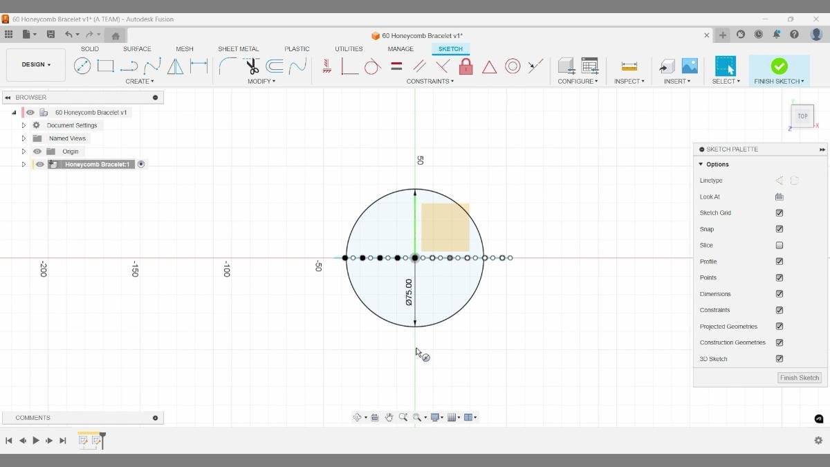 center diameter circle sketch fusion