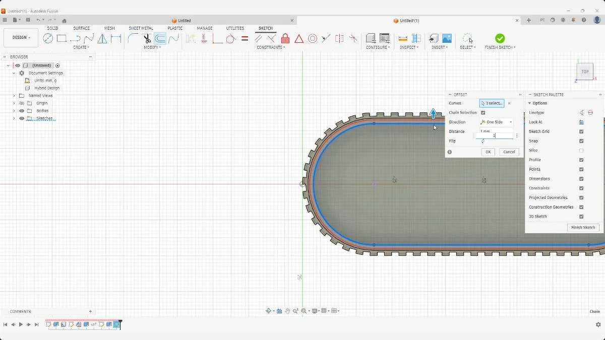 fusion offset tray sketch pattern base