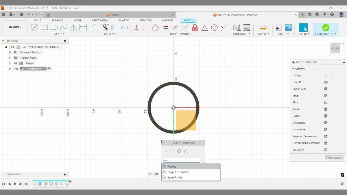 Using Project in Fusion to trace existing geometry for accuracy.