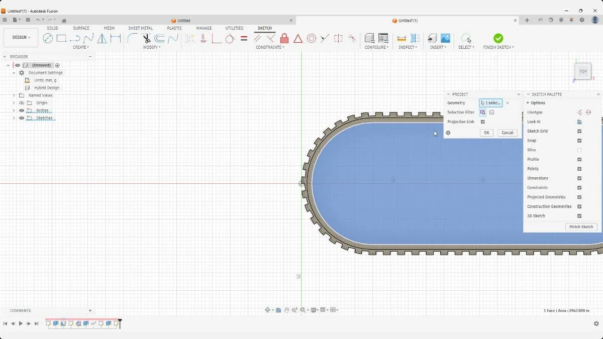 fusion soap holder project sketch tray shelf linked geometry