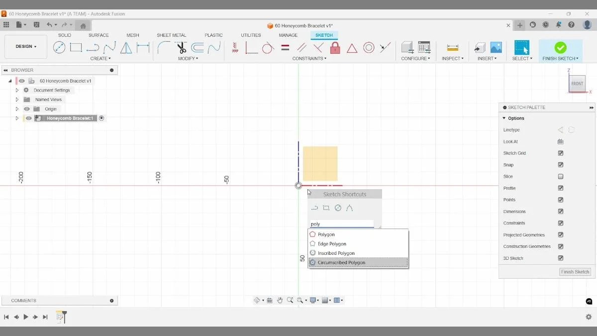 circumscribed polygon sketch in fusion