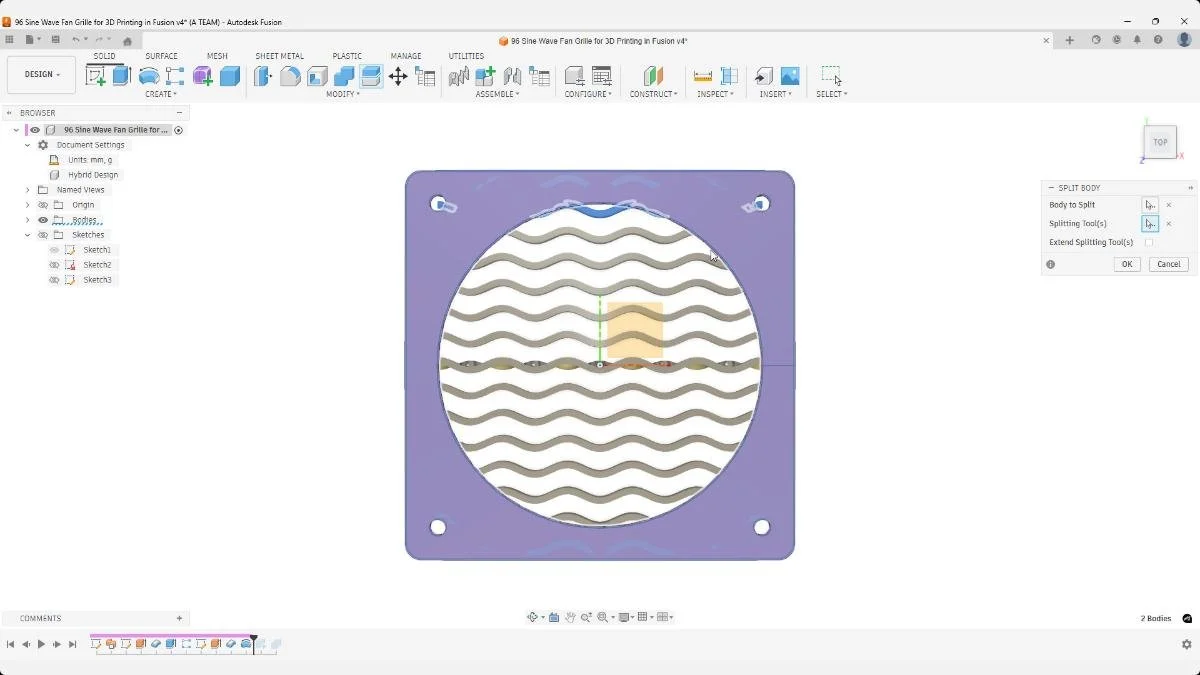 fusion split body operation grille editing