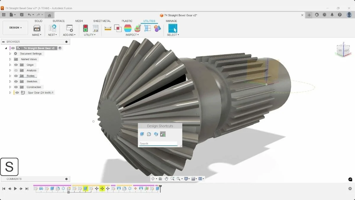 New sketch created on bevel gear flat end face in Fusion