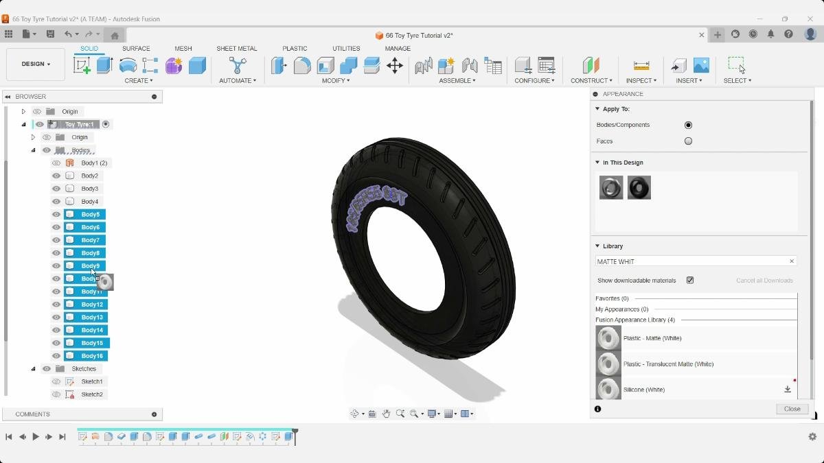 Fusion appearance applied to white tire text