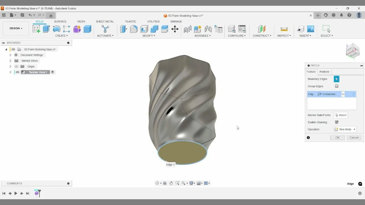 fusion surface patch bottom closing vase base