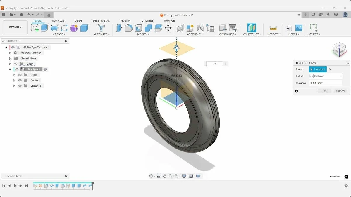 Fusion offset plane created for feature placement