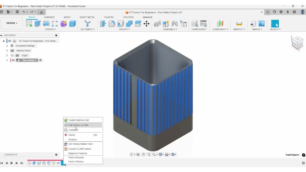 Editing design features via the Fusion timeline for final adjustments.