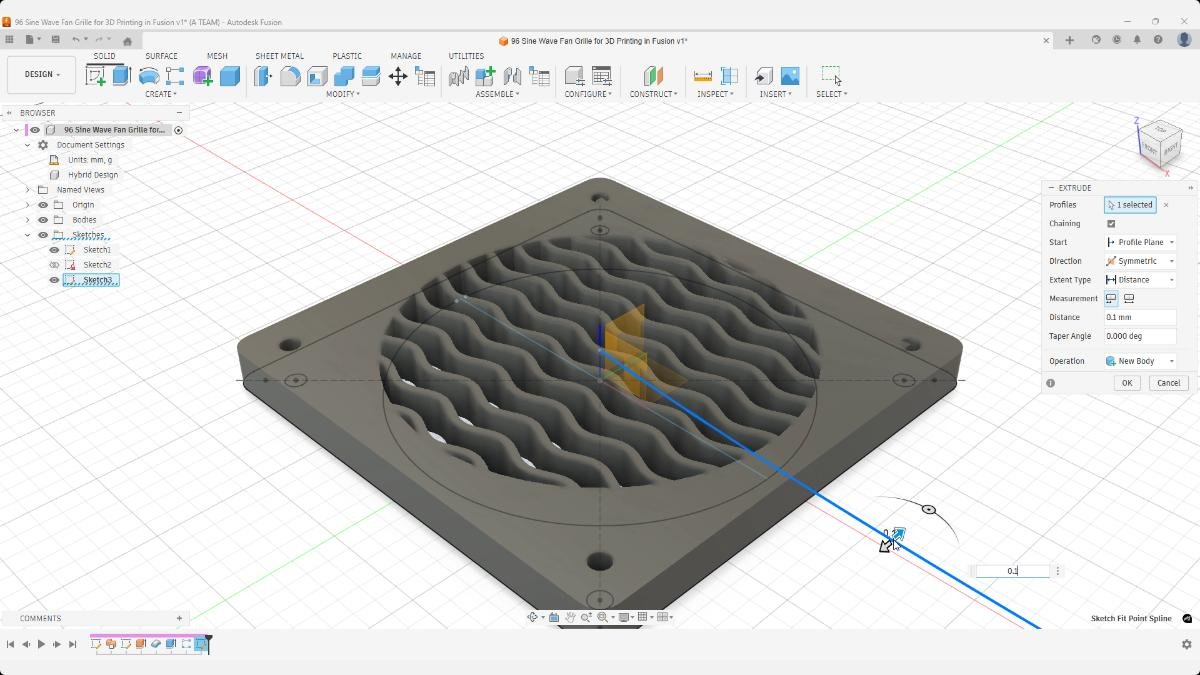 fusion grille pattern extrude detail inside frame