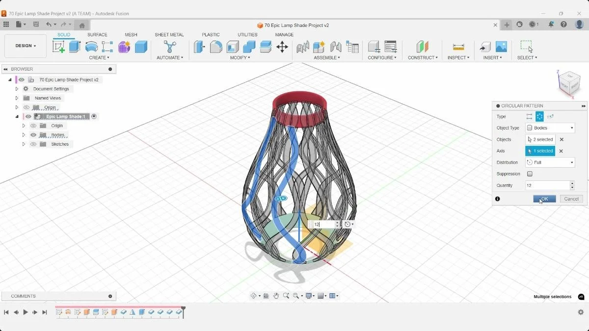 Fusion circular pattern lampshade structure