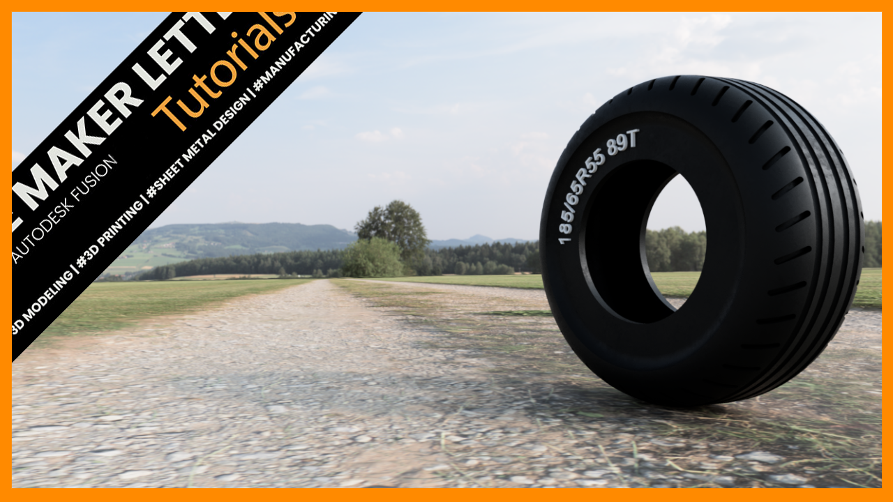 fusion tire 3d model with tread and sidewall details for 3d printing