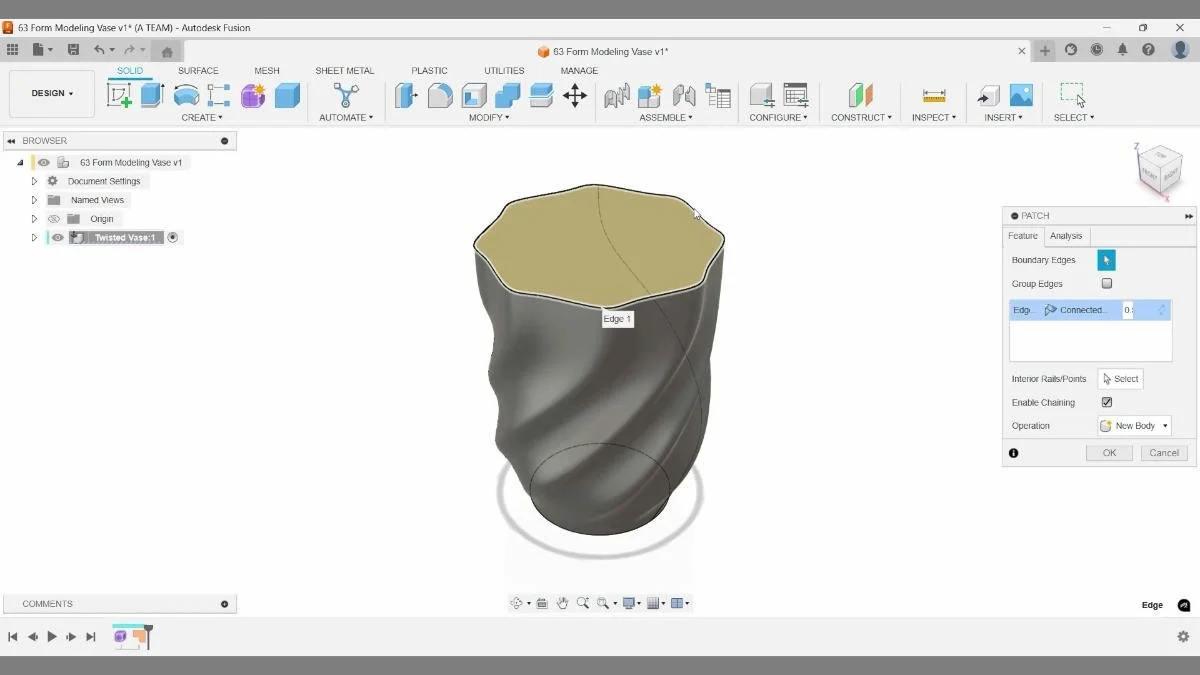 fusion surface patch top closing vase opening