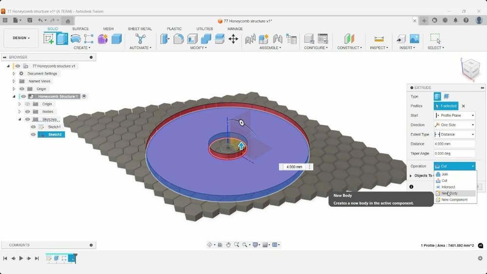 How to Create a Parametric Honeycomb Pattern in Autodesk Fusion (Fusion ...