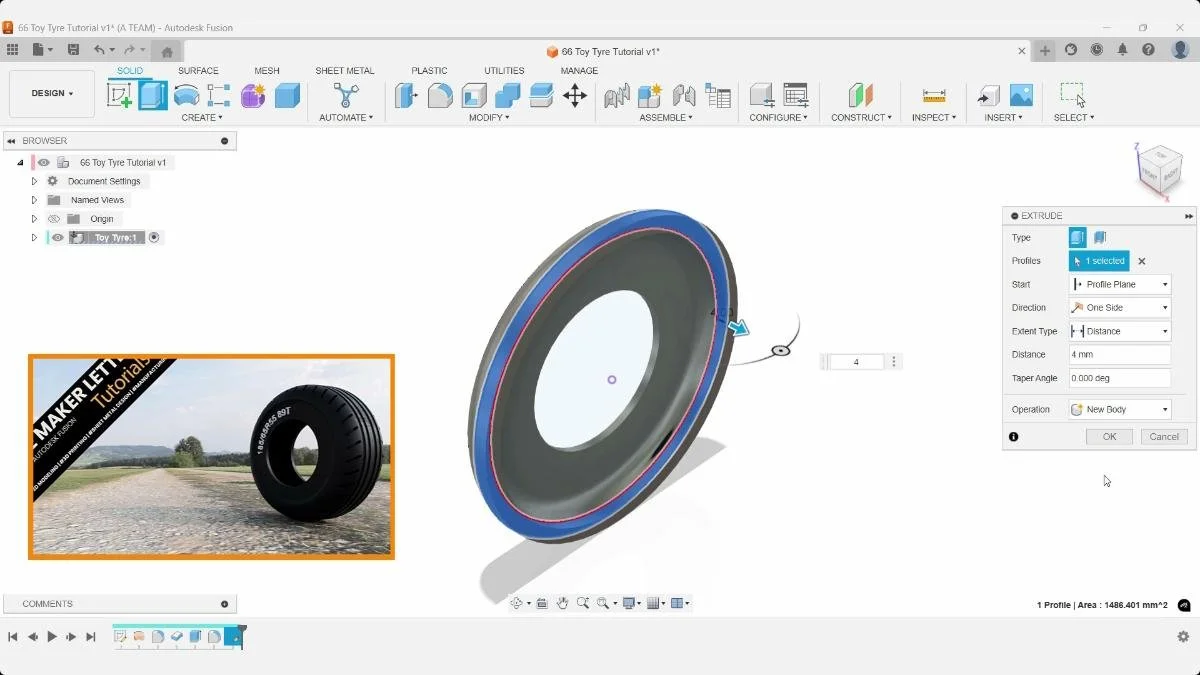 Fusion extrude creating outer ring as new body