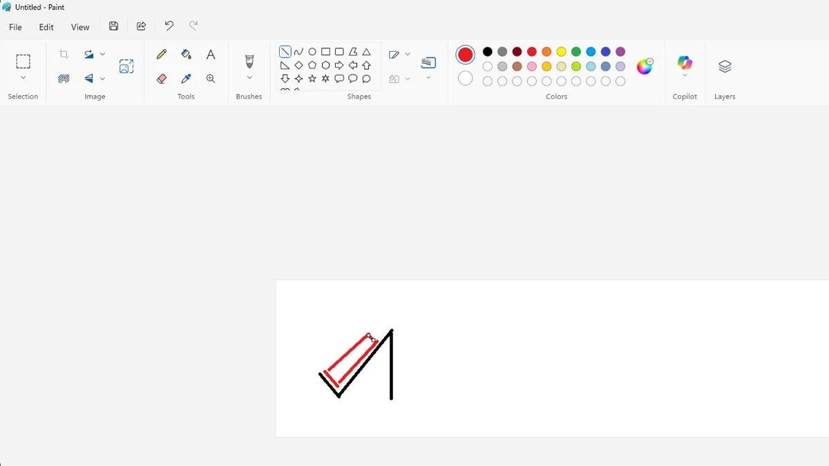 Microsoft Paint concept sketch of a phone stand supporting a red phone in landscape orientation.