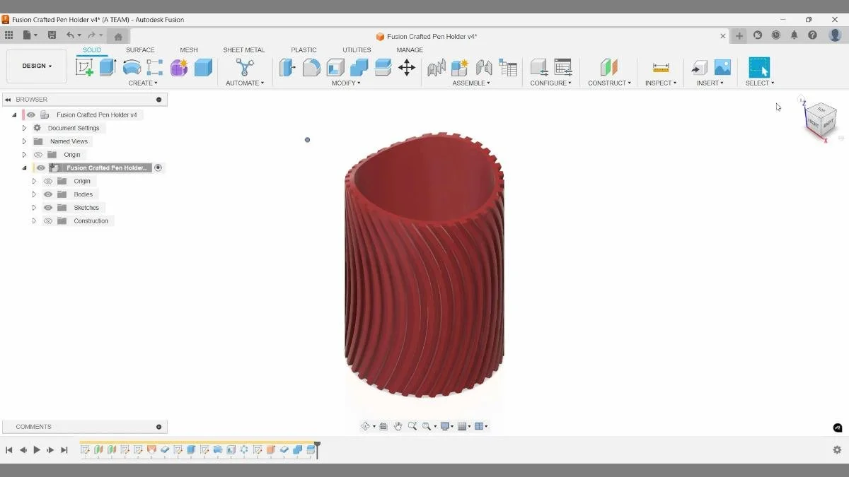 fusion 3d-printed pen holder final model