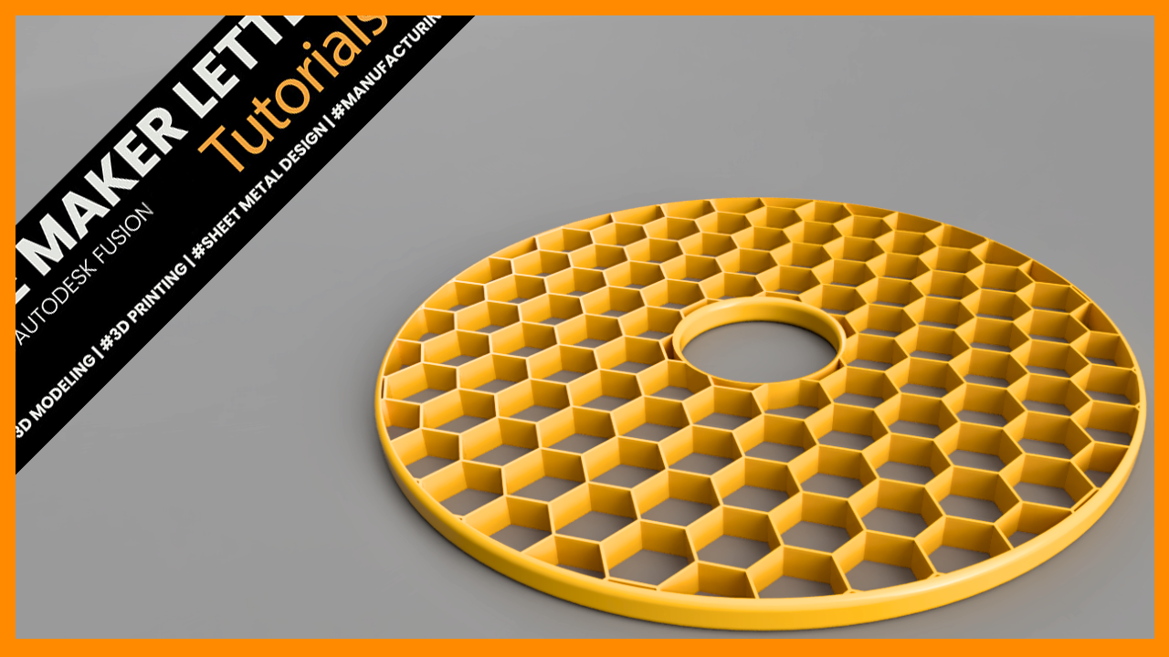 Parametric honeycomb pattern designed in Autodesk Fusion for 3D printing.