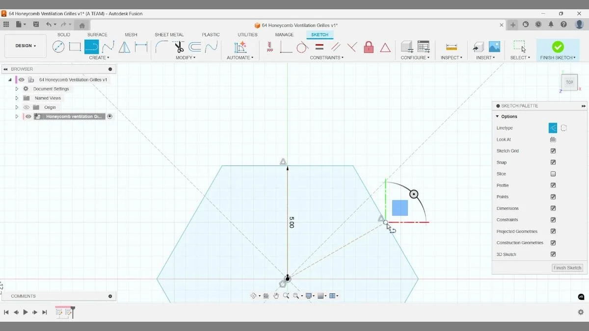 fusion honeycomb polygon construction lines setup