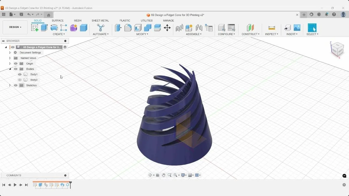fusion fidget cone twisted cut final shape