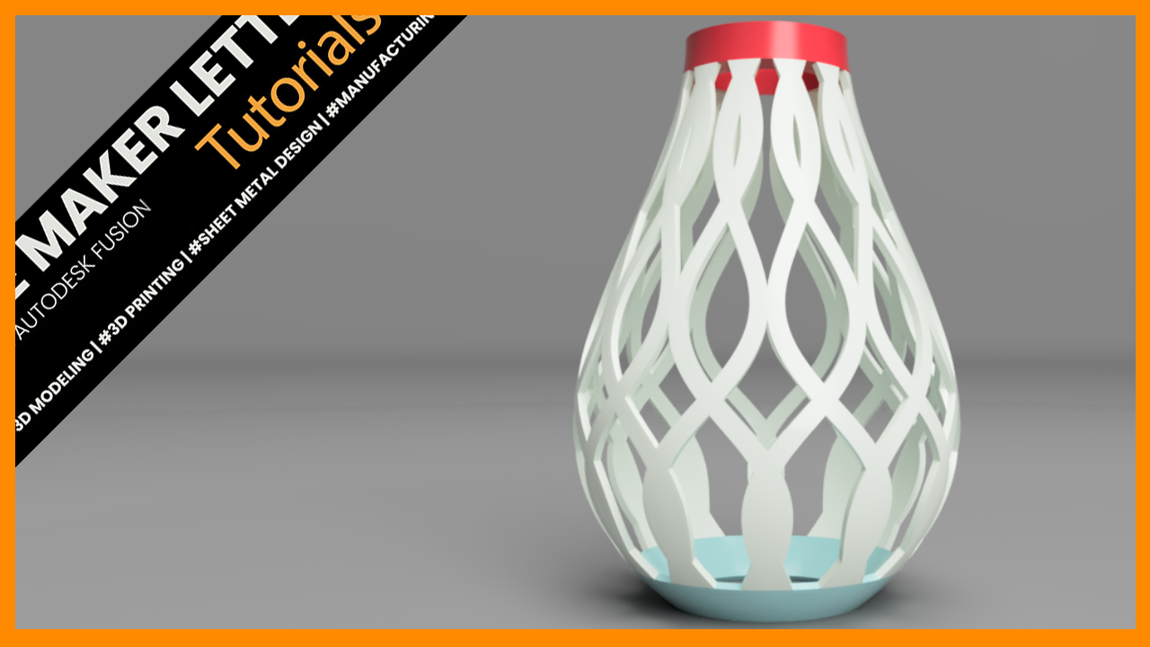 Fusion 3D printed lampshade render with decorative surface pattern design