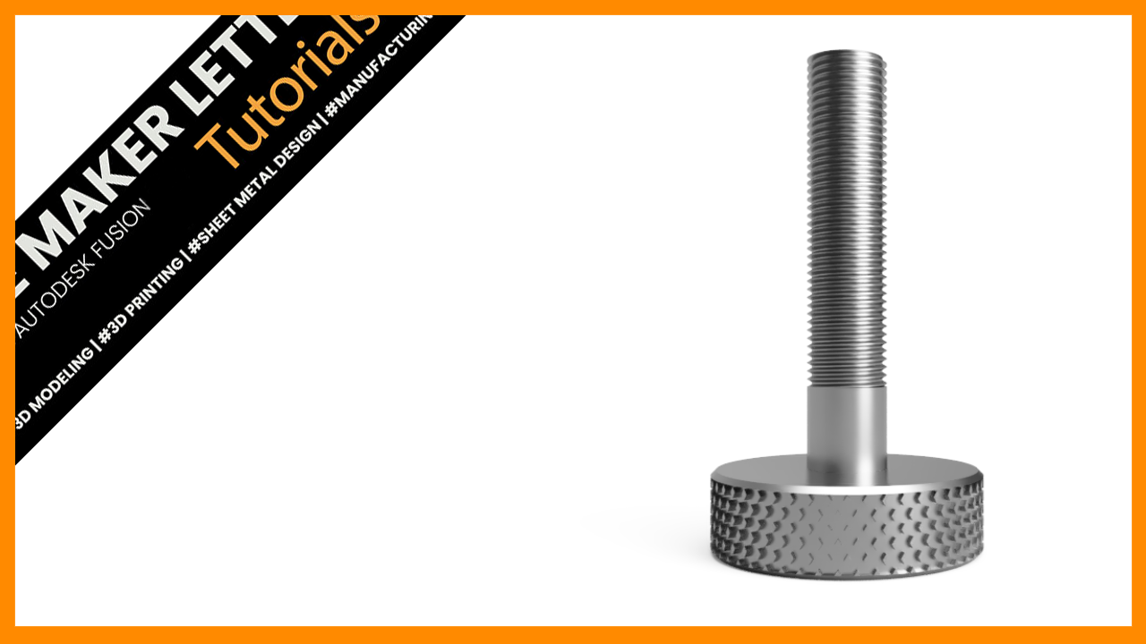 Knurled bolt model in Fusion with diamond emboss pattern and threaded shaft