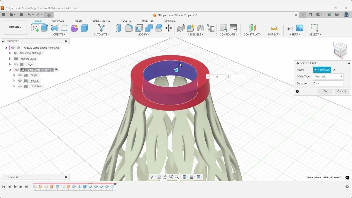 Fusion 3D printed lampshade final render