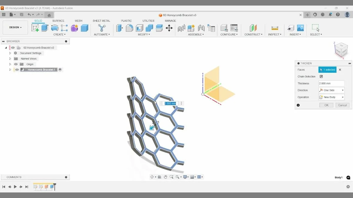 thicken honeycomb surface to solid fusion
