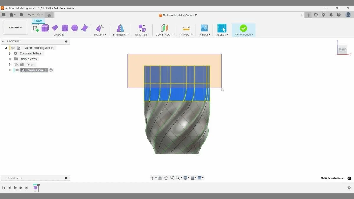 fusion form selection top ring faces editing