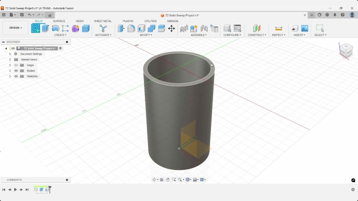 Fusion selecting top face of hollow cylinder for new sketch