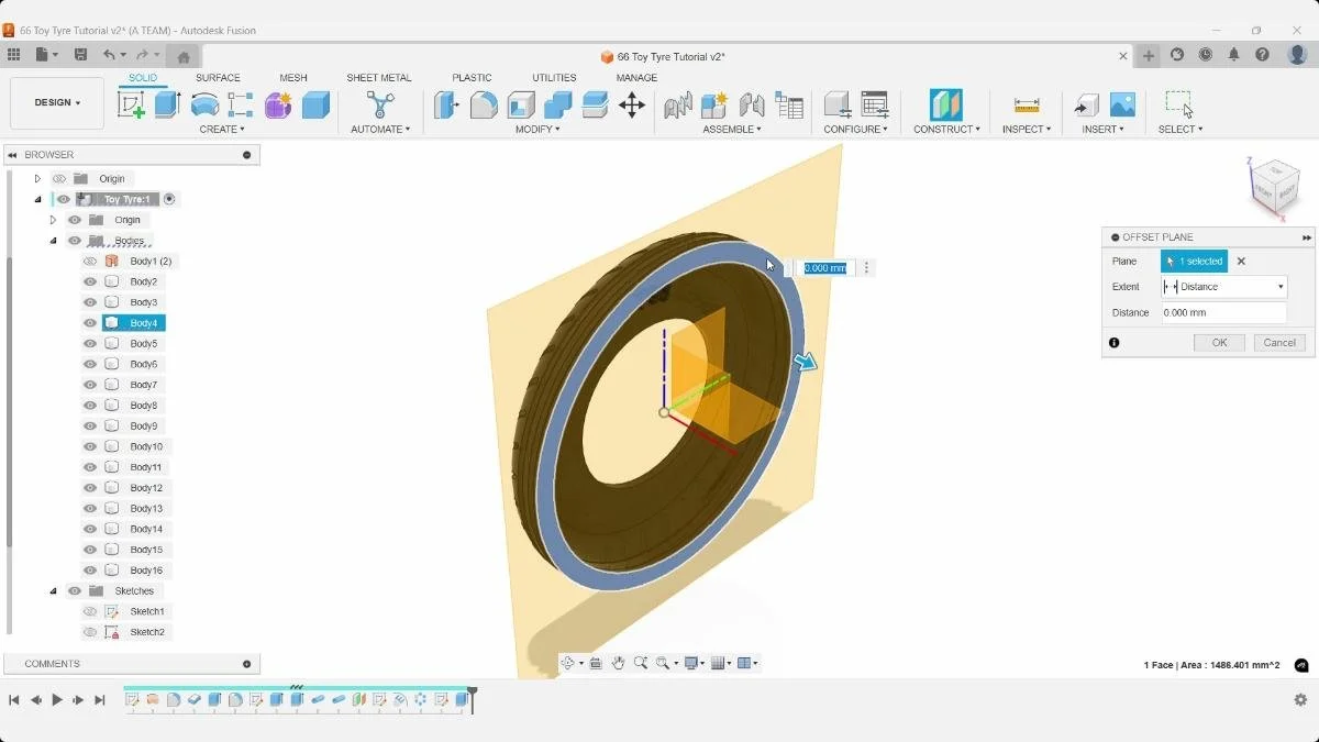 Fusion offset plane aligned to tire side face
