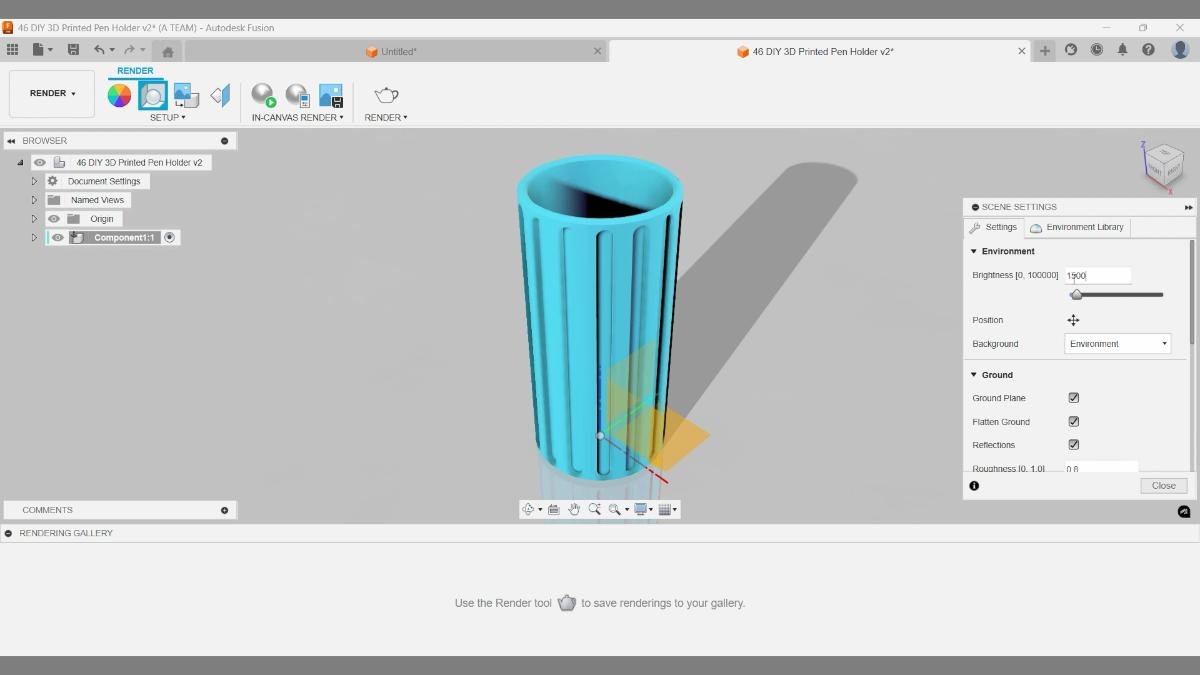 Adjusting lighting and reflections in Fusion’s Render settings.
