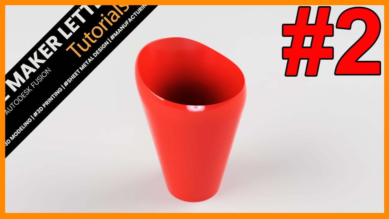 Red 3D-modeled cup with smooth filleted edges and a tapered shape, rendered in Autodesk Fusion to demonstrate clean surface transitions and fillet usage.