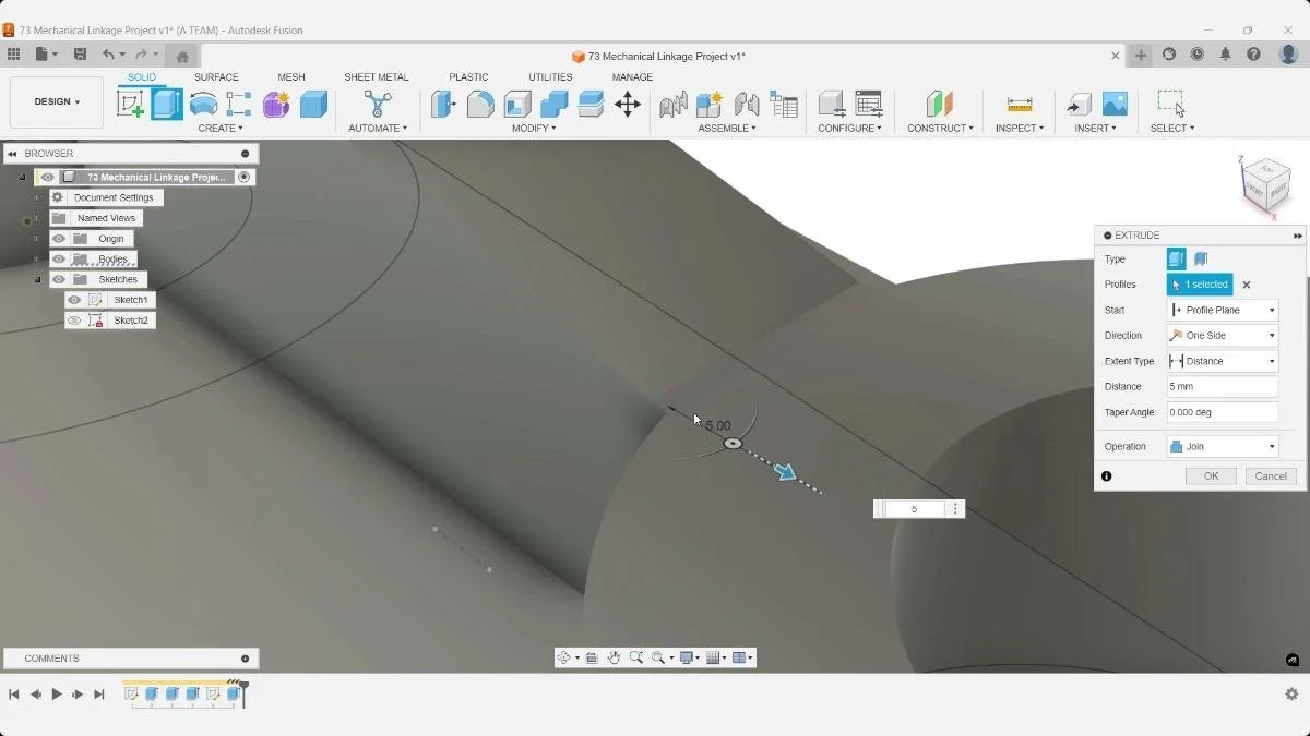 Joining reinforcement rib to linkage body in Fusion