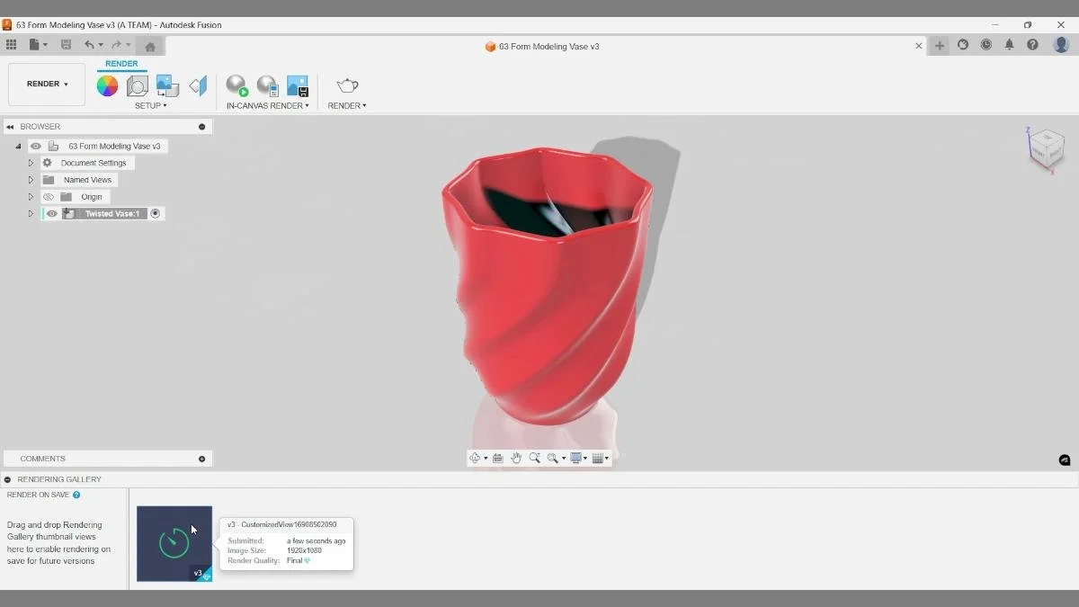 fusion render on save progress vase rendering gallery