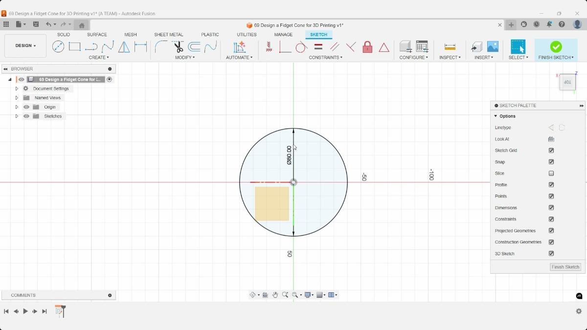fusion fidget cone center diameter circle sketch