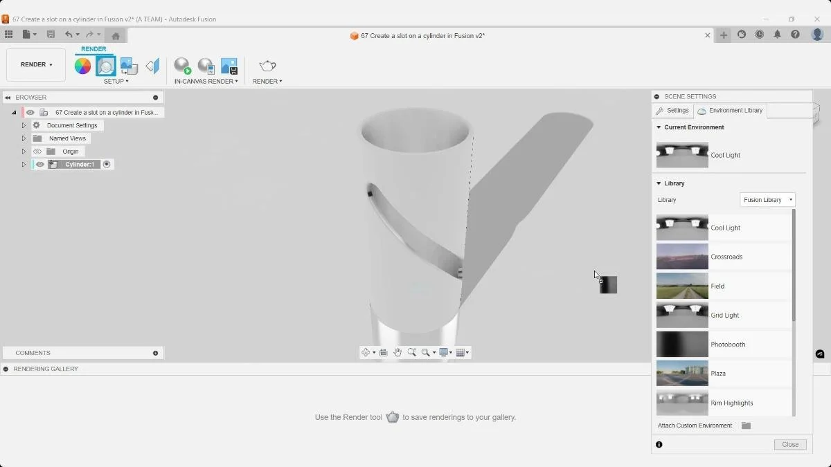 In-canvas render enabled for cylinder model