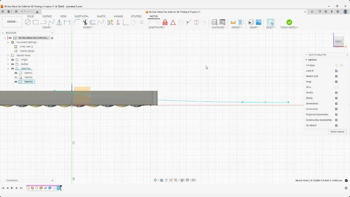 fusion fit point spline control sketch editing