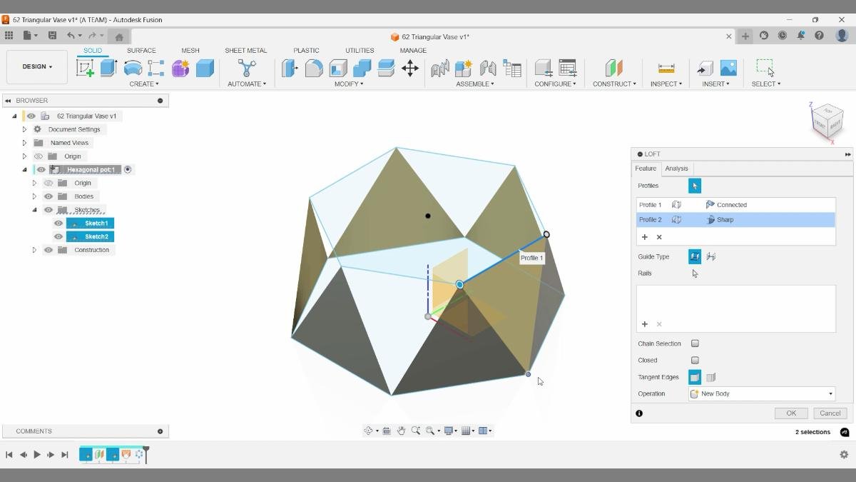 Fusion loft faces pattern forming geometric vase structure