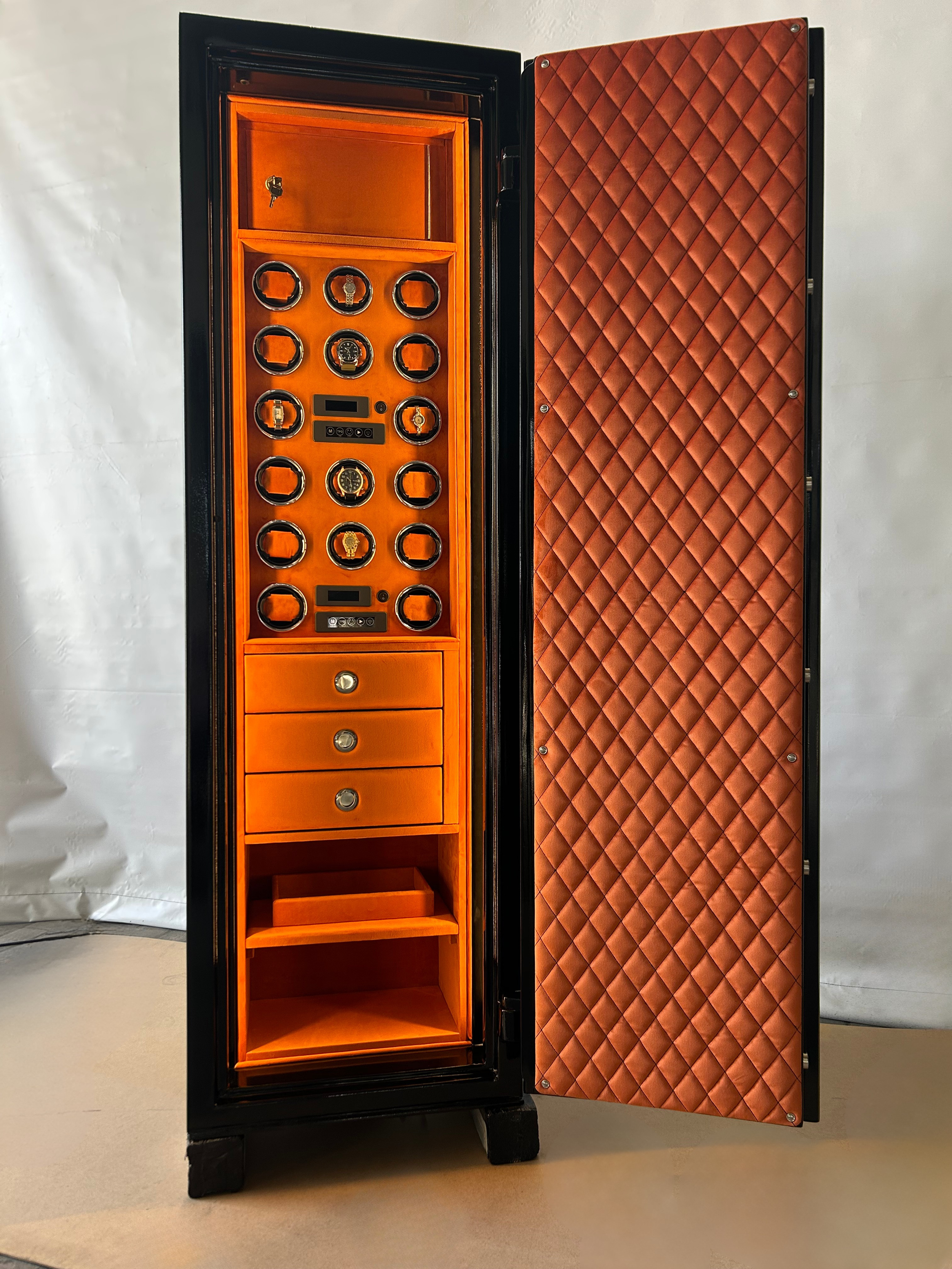 Custom Orange Interior, 16 watch winders, jewelry drawers.