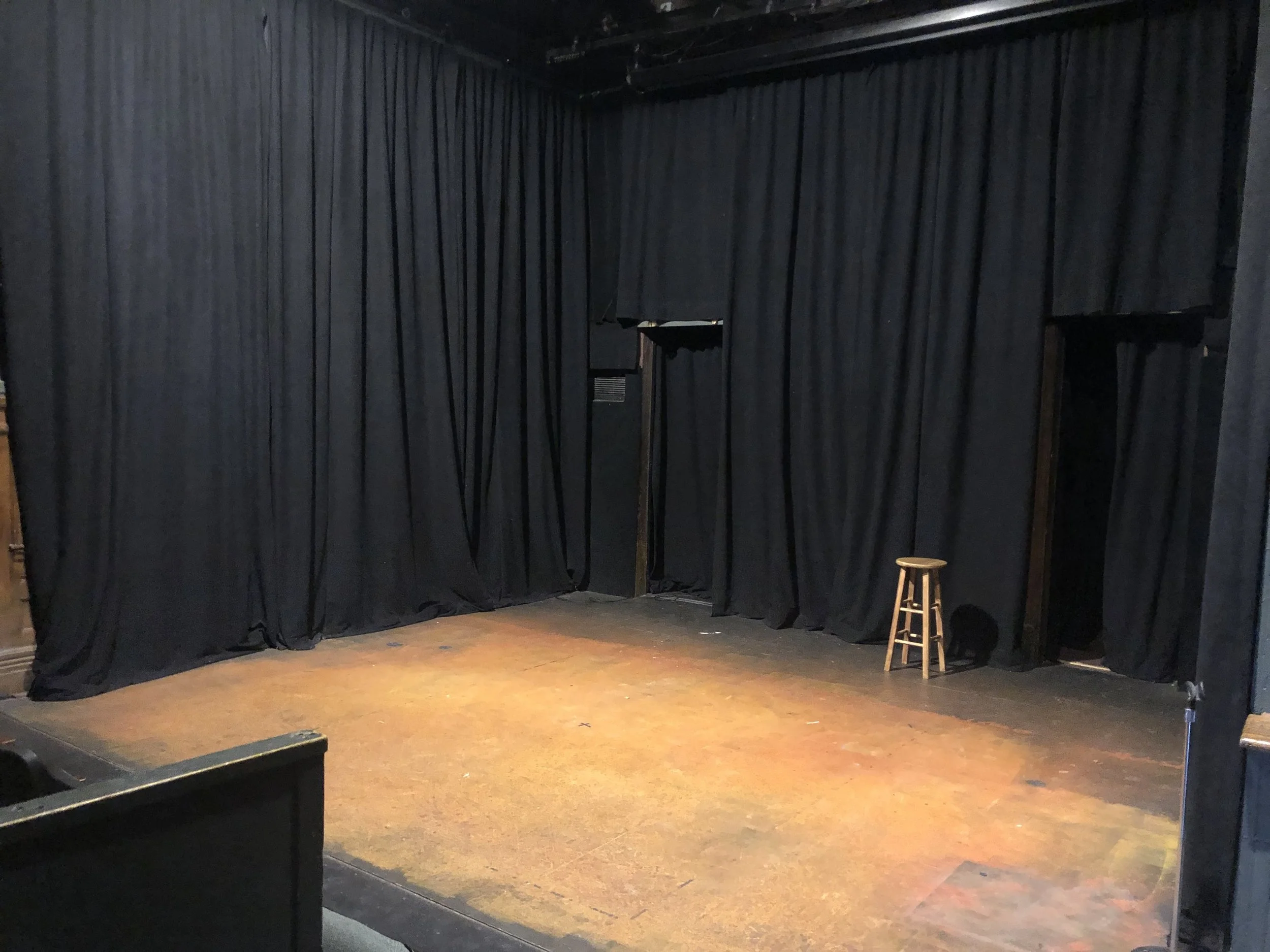 Depot Theater interior, bare stage