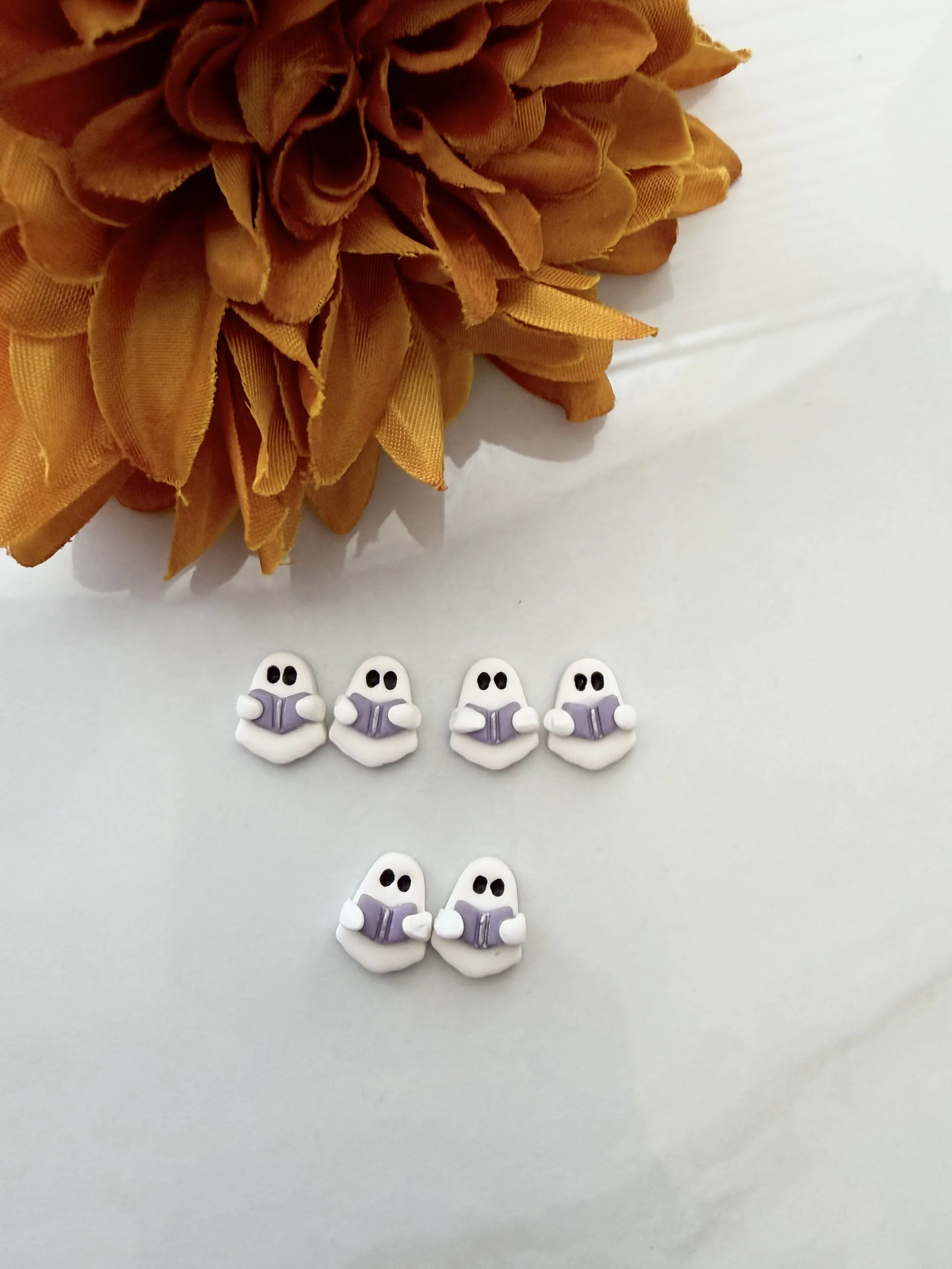 Ghostly Bookworm Stud Earrings