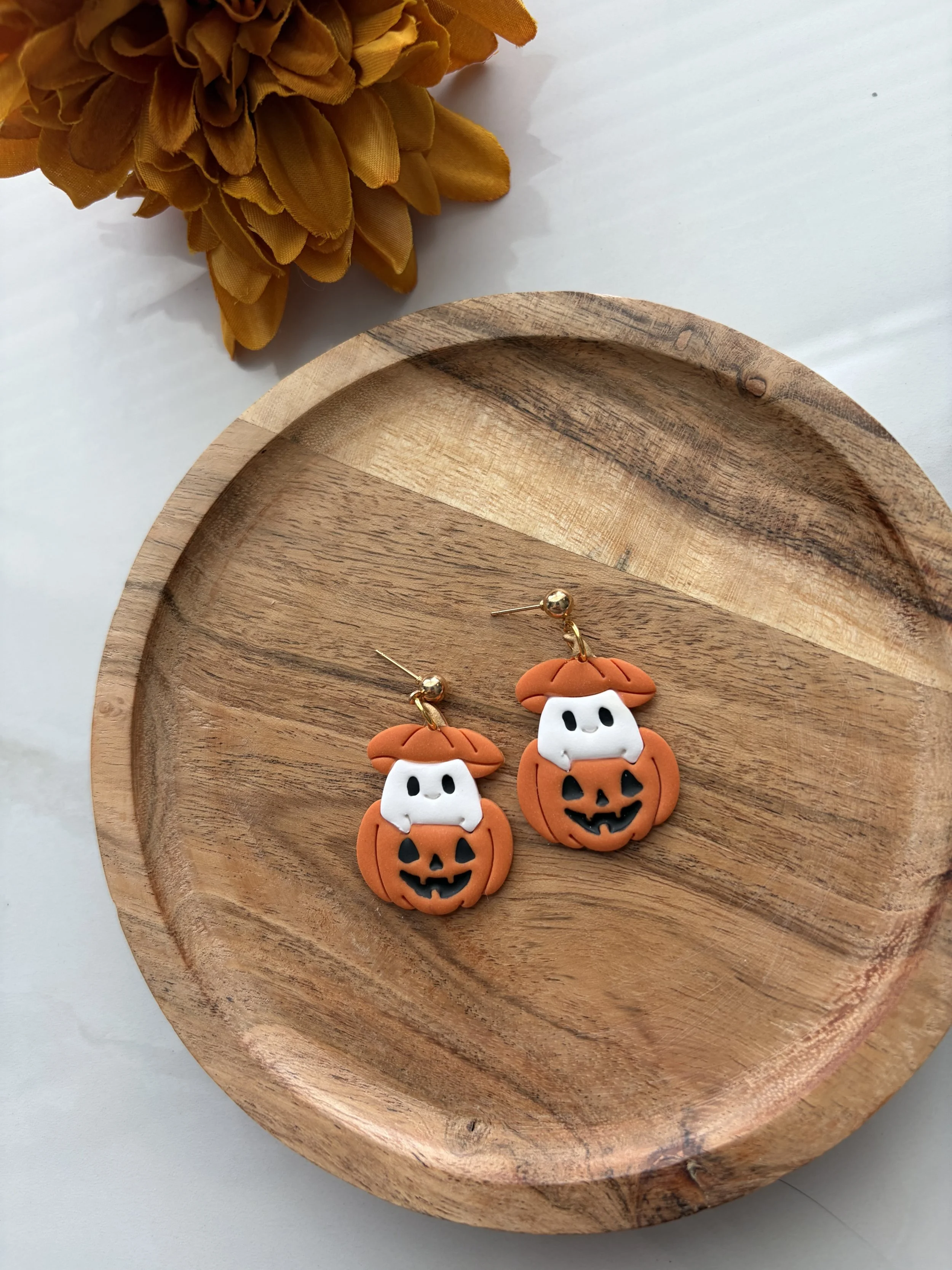 Ghost in a Pumpkin Halloween Earrings